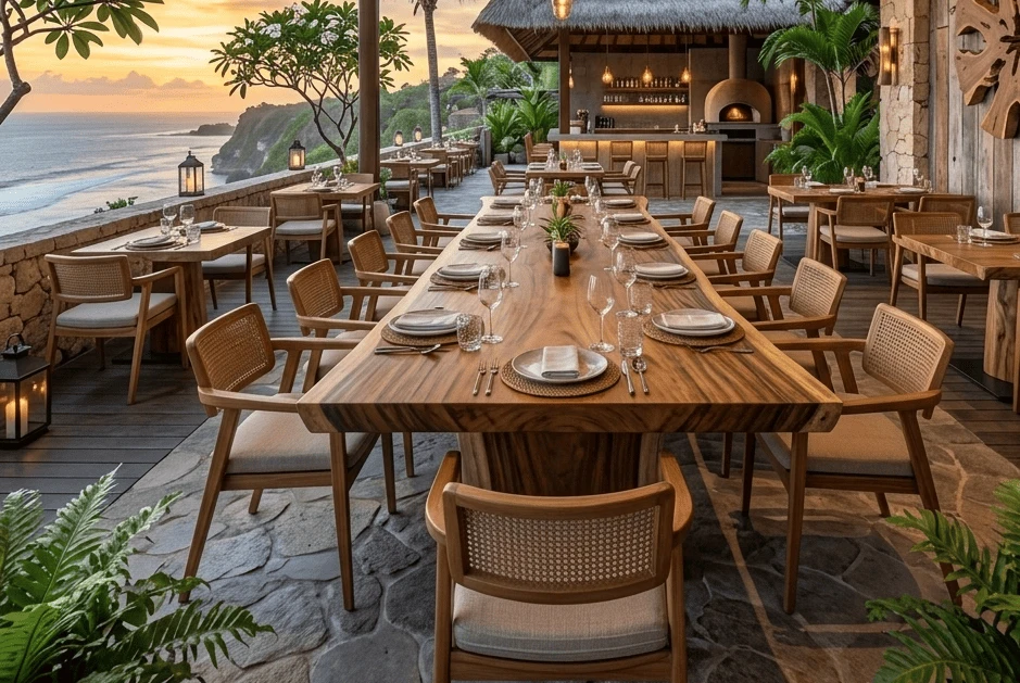 set meja makan untuk restoran
