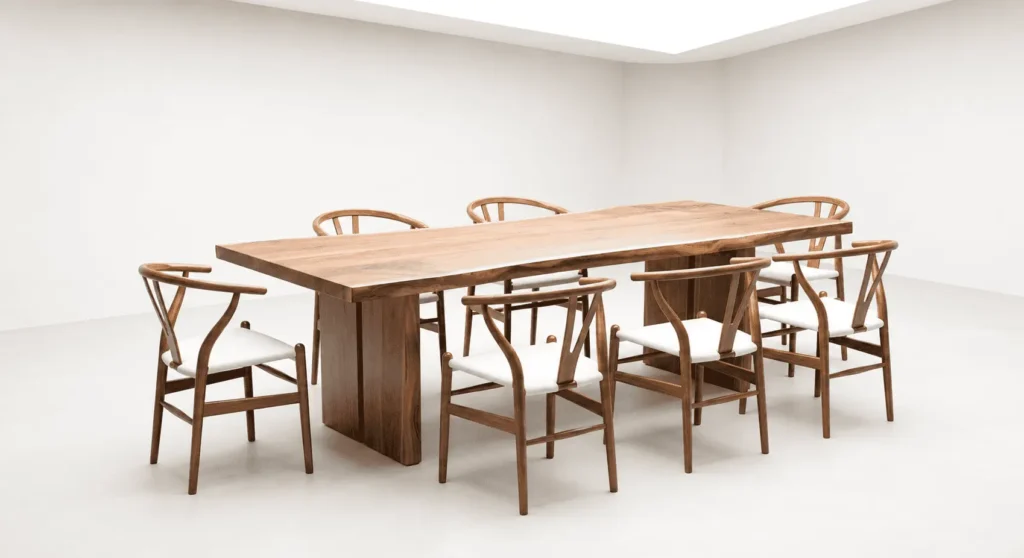 kursi dan meja panjang jati untuk proyek restoran dan meetingroom